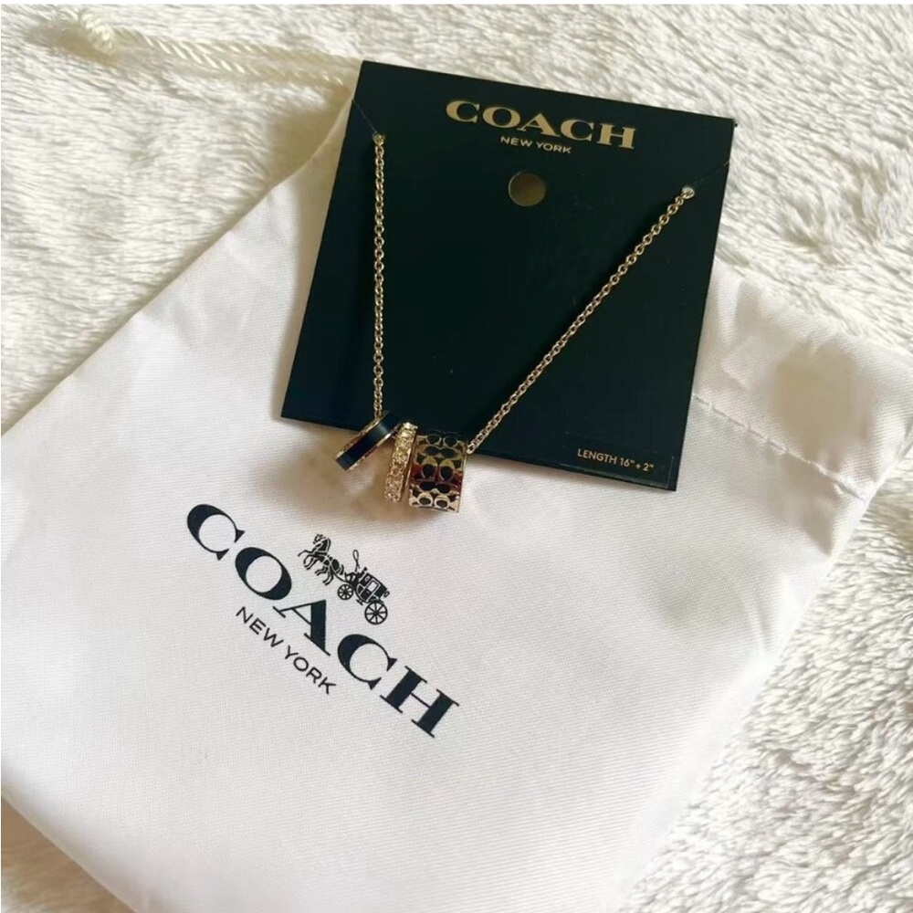 Coach Gold and Black Pendant Necklace